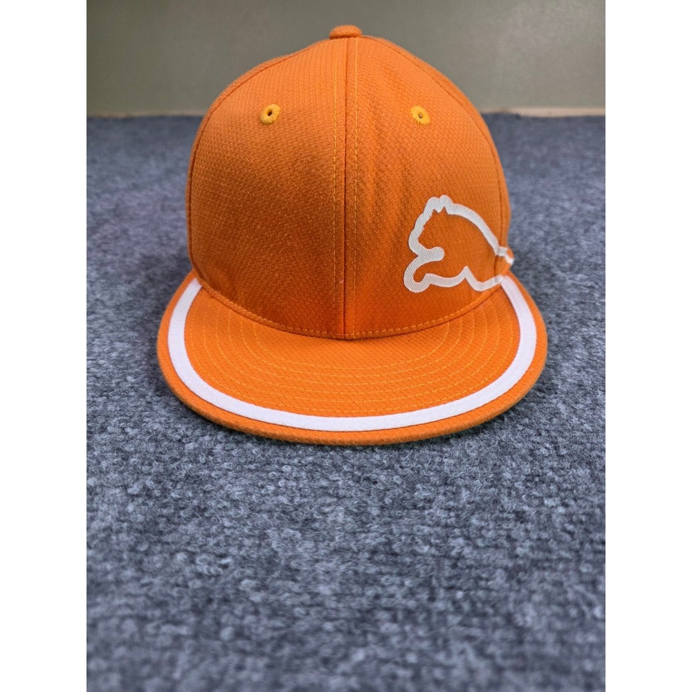 Puma Cobra Golf Hat Unisex S/M Orange 210 Fitted Flat Brim Cap